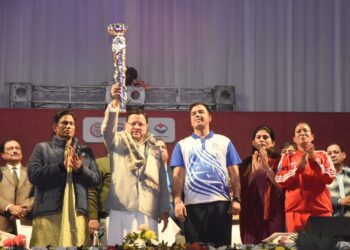 राष्ट्रीय खेल के शुभंकर, एंथम और लोगो की भव्य लॉन्चिंग स्पोर्ट्स कॉलेज के आइस स्केटिंग ऑडिटोरियम में हुआ कार्यक्रम