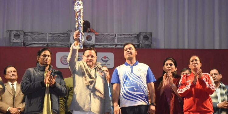 राष्ट्रीय खेल के शुभंकर, एंथम और लोगो की भव्य लॉन्चिंग स्पोर्ट्स कॉलेज के आइस स्केटिंग ऑडिटोरियम में हुआ कार्यक्रम