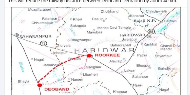 उत्तराखंड में रेलवे कनेक्टिविटी को नई गति देवबंद-रुड़की नई रेल लाइन परियोजना को मिली सीआरएस से मंजूरी, स्पीड ट्रायल सफल ,सीएम धामी ने प्रधानमंत्री और रेल मंत्री का आभार व्यक्त किया