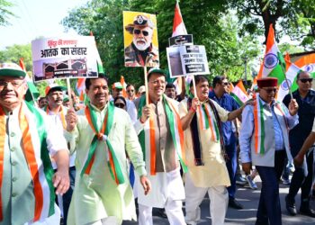 मुख्यमंत्री  पुष्कर सिंह धामी के नेतृत्व में “तिरंगा शौर्य सम्मान यात्रा” का किया गया भव्य आयोजन