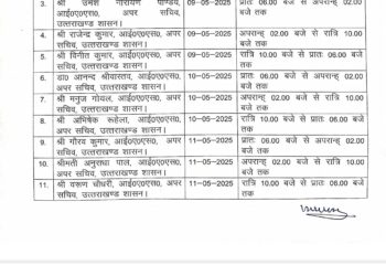 आपदा प्रबंधन हेतु उत्तराखण्ड शासन ने 24×7 SEOC ड्यूटी शेड्यूल किया निर्धारित